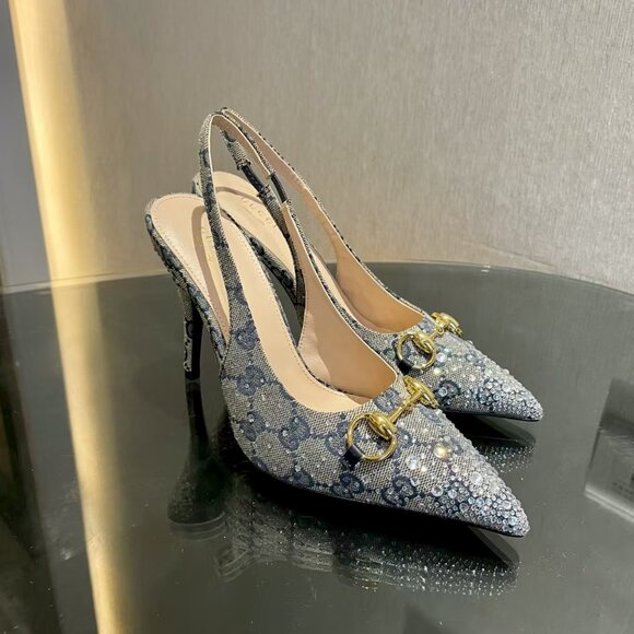 Gucci Women's Black Suede Peep-Toe Heels - Picture 3 of 9